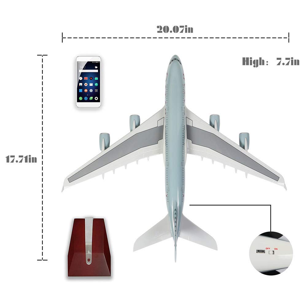 Amazon.com: Qatar A380 Plane Diecast with LED Light(Touch or Sound